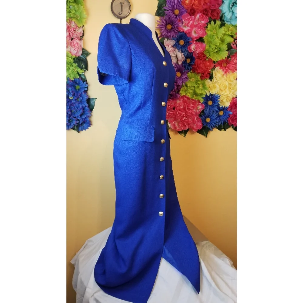 Vintage 90s Plaza South blue button-down dress - size 8 - Picture 9 of 9